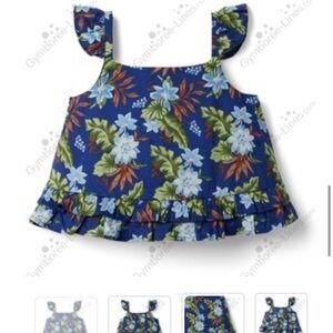 Janie and Jack Blue Floral Ruffle Top